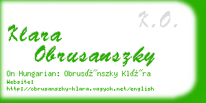 klara obrusanszky business card
